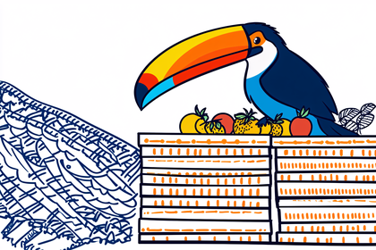 Colorful Toucan and Fruit Arrangement