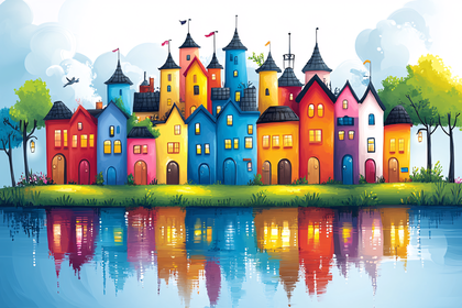 Colorful Townhouses By River