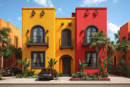 Colorful Townhouses in Tropical Setting