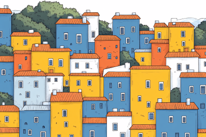 Colorful Townscape Illustration