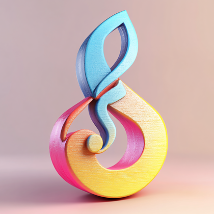 Colorful Treble Clef 3D Model