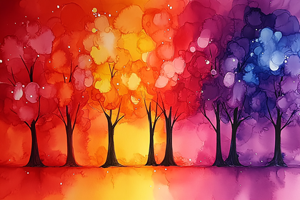 Colorful Tree Line