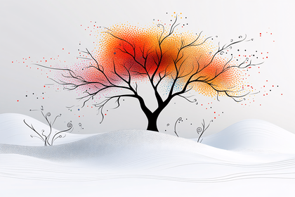 Colorful Tree on Winter Hills