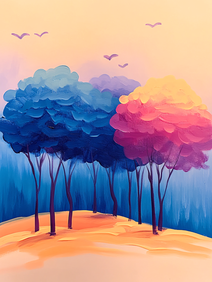 Colorful Trees Landscape Painting