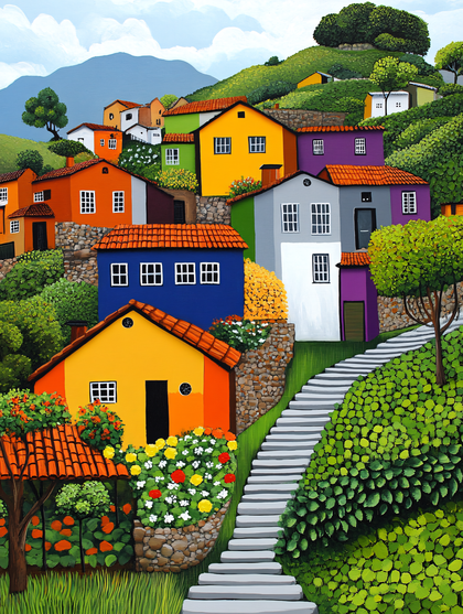 Colorful Village Hillside