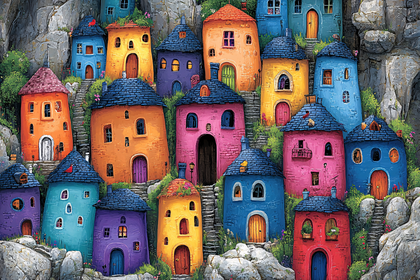 Colorful Village Houses