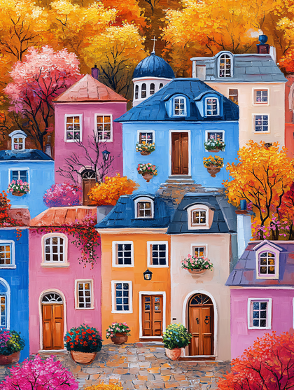 Colorful Village Houses In Autumn