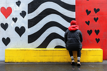 Colorful Wall and Person