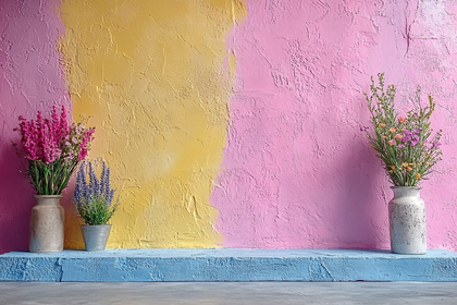 Colorful Wall With Flowers