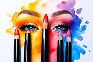 Colorful Watercolor Eyes with Paintbrushes