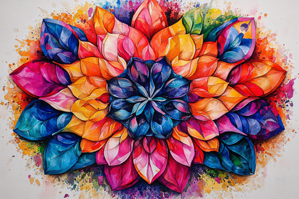 Colorful Watercolor Floral Mandala