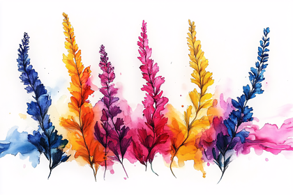 Colorful Watercolor Floral Stalks