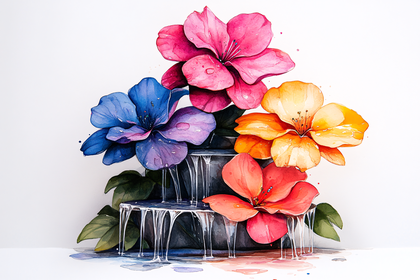 Colorful Watercolor Flower Cascade