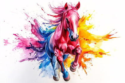 Colorful Watercolor Horse