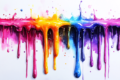 Colorful Watercolor Paint Drips