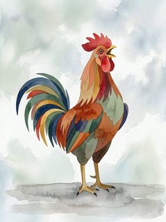 colorful rooster watercolor