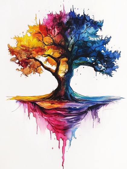 Colorful Watercolor Tree