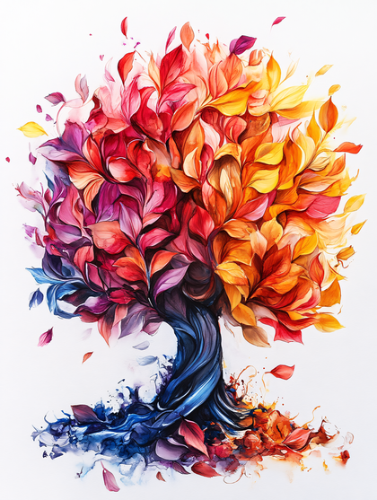 Colorful Watercolor Tree