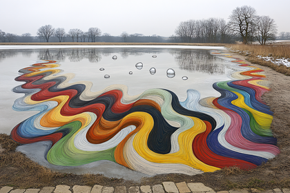 Colorful Waves on Frozen Pond