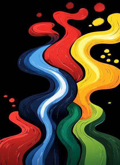 Colorful Wavy Brush Strokes