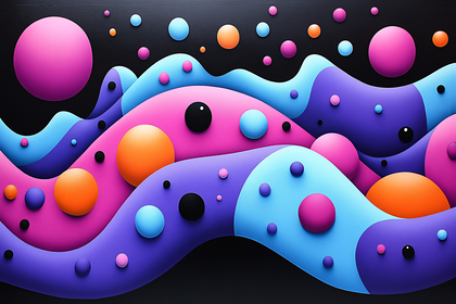 Colorful Wavy Spheres Abstract Background