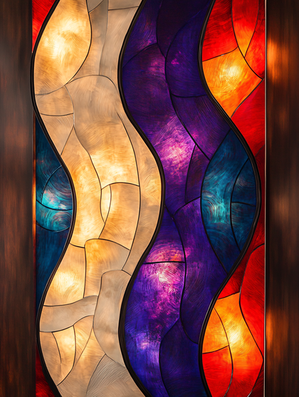 Colorful Wavy Stained Glass Art
