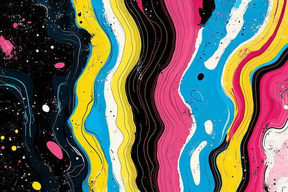 Colorful Wavy Stripes Splatter