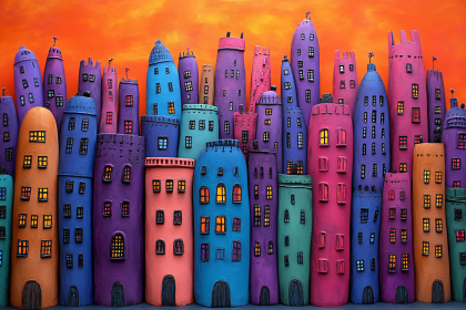 Colorful Whimsical Cityscape