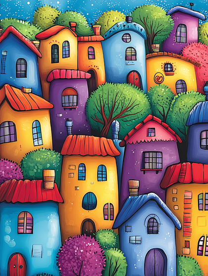 Colorful Whimsical Village