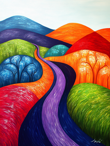 Colorful Winding Path Landscape