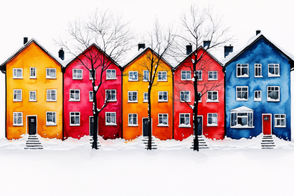 Colorful Winter Houses