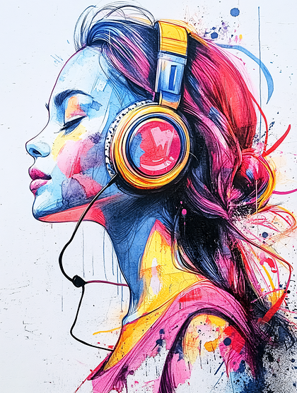 Colorful Woman With Headphones