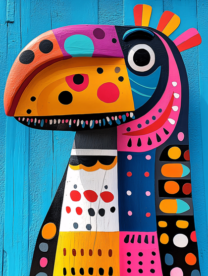 Colorful Wooden Bird Artwork
