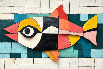 Colorful Wooden Block Fish Art