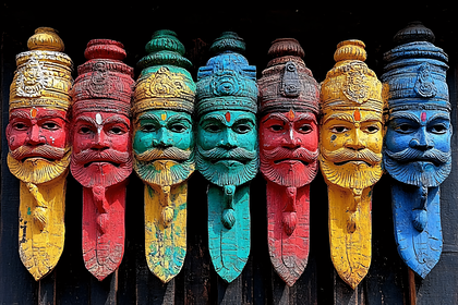 Colorful Wooden Masks