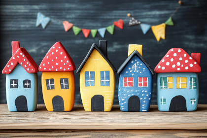 Colorful Wooden Toy Houses
