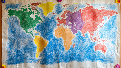 Colorful World Map Drawing