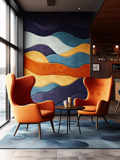Comfortable Seating Area with Abstract Wall Art