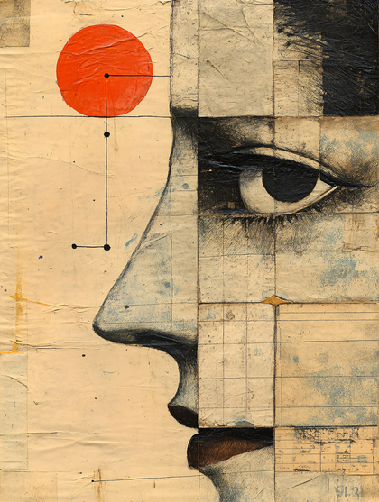 Conceptual Face Profile With Red Circle