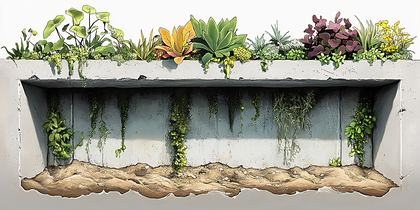 Concrete Planter Box With Hanging Plants