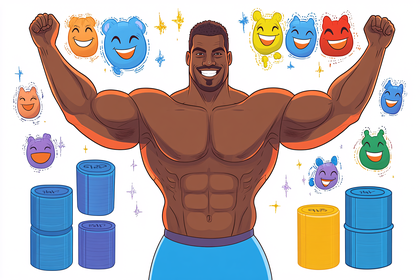Confident Bodybuilder with Emoji Cheer