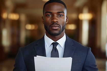 Confident Businessman Holding Documents