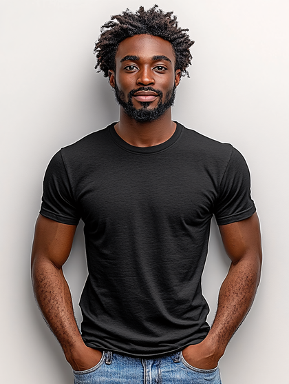 Confident Man in Black T-shirt