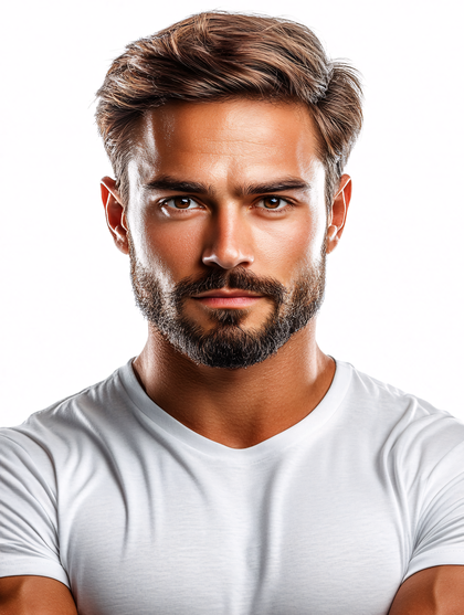 Confident Man in White T-Shirt