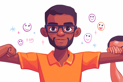 Confident Man with Smiley Faces