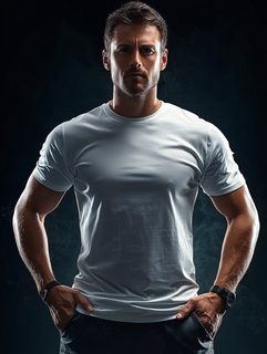 Confident Muscular Man in White T-shirt