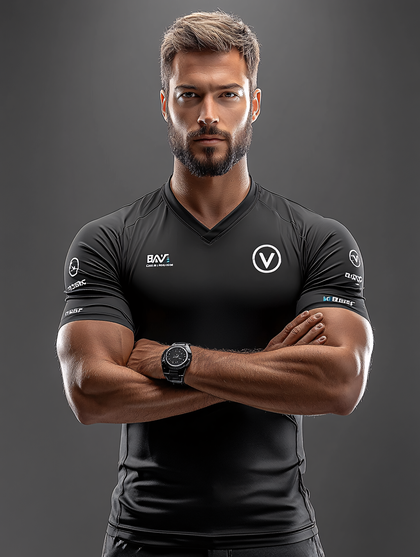Confident Muscular Man Posing in Sportswear