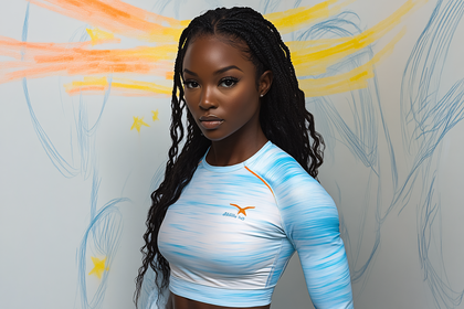 Confident Woman in Blue Crop Top