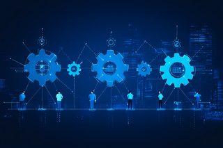 Connected Gears with People in a Digital Cityscape