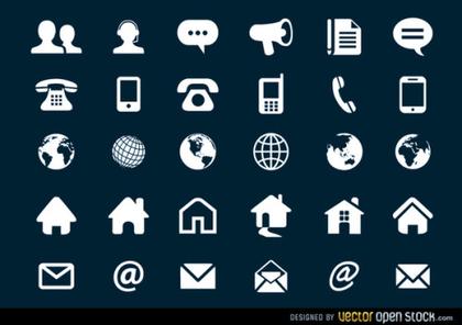 Contact Flat Icons Set Free Vector